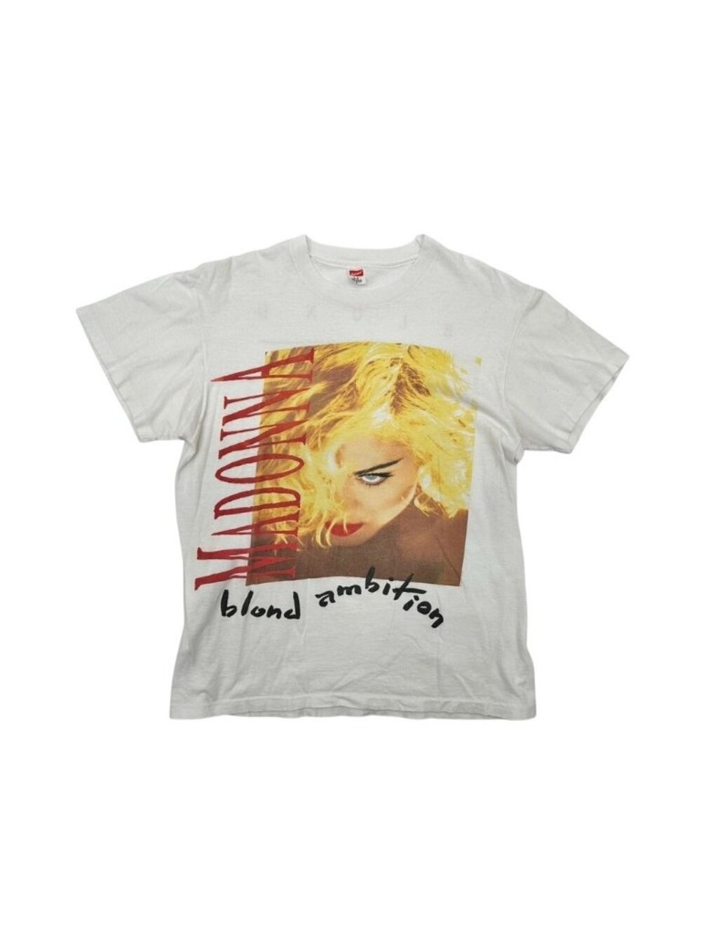 Vintage 1990 Madonna Blond Ambition World Tour T-Shirt Hanes L White Graphic Tee